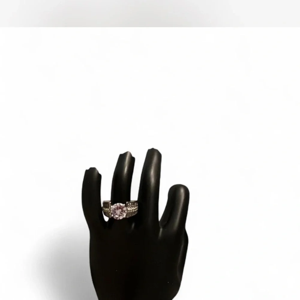 Iced out,Stunning Silver Ring 💍 Cubic Zirconia Center Stone. No One Will Know! 😉